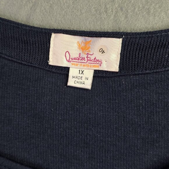 Quacker Factory Sweater Set Womens 1X Blue Dragonfly Rhinestone 2 in 1 Twinset - Picture 4 of 14